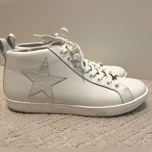 SAINT + SOFIA Hoxton Trainer - White Croc Hightop Sneakers  SZ 39 - Picture 6 of 10